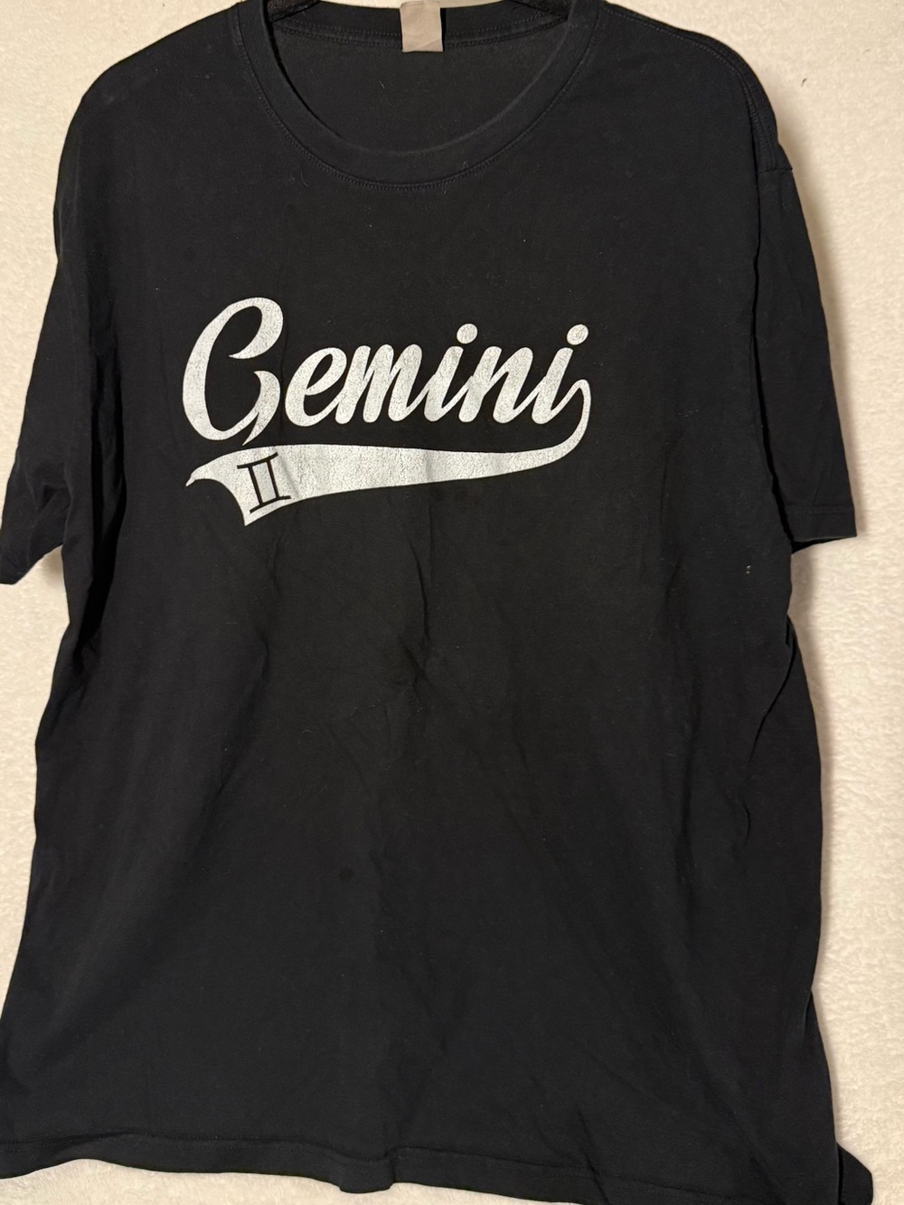Gemini Graphic Tee in Black with Silver Print - Size XXL